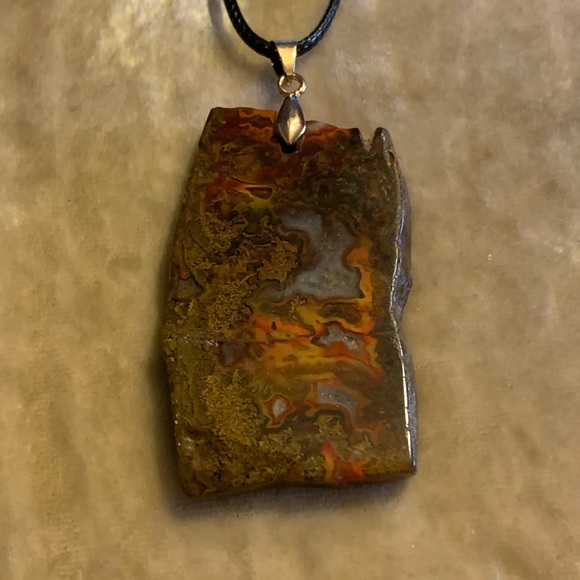 Natural Zhanguo Warring States Red Agate Slab Pendant & Black Cord Neckl… - Picture 5 of 8